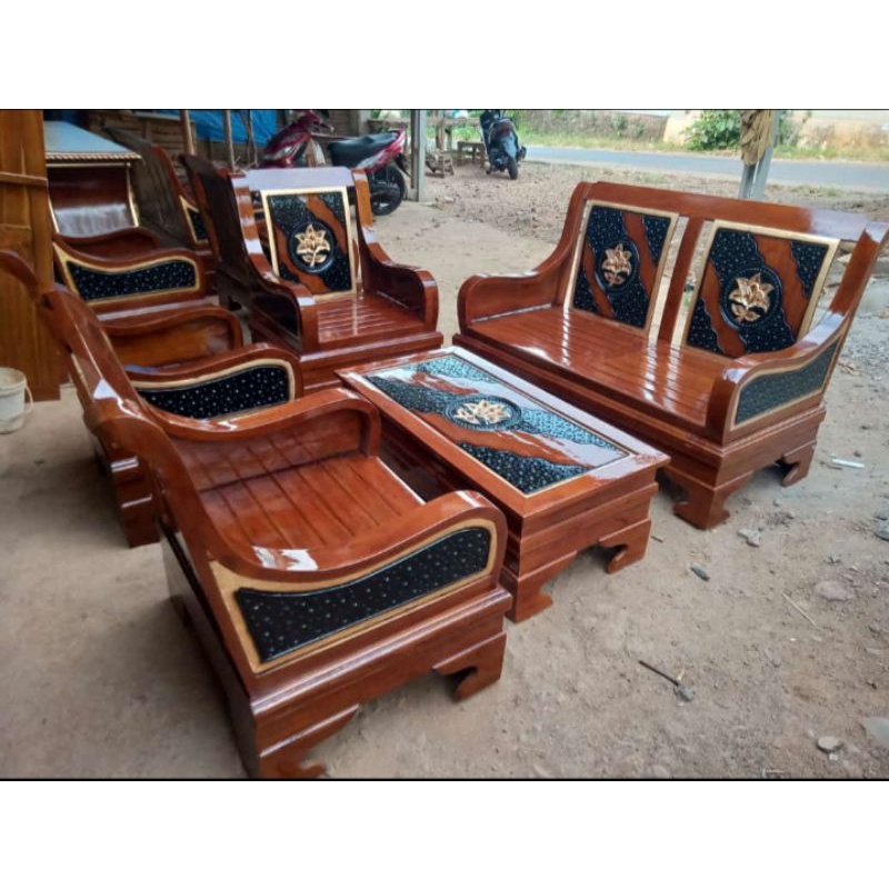 Set Kursi Tamu Minimalis Full Kayu Jati 2111+meja | kursi tamu minimalis jati | meja tamu minimalis