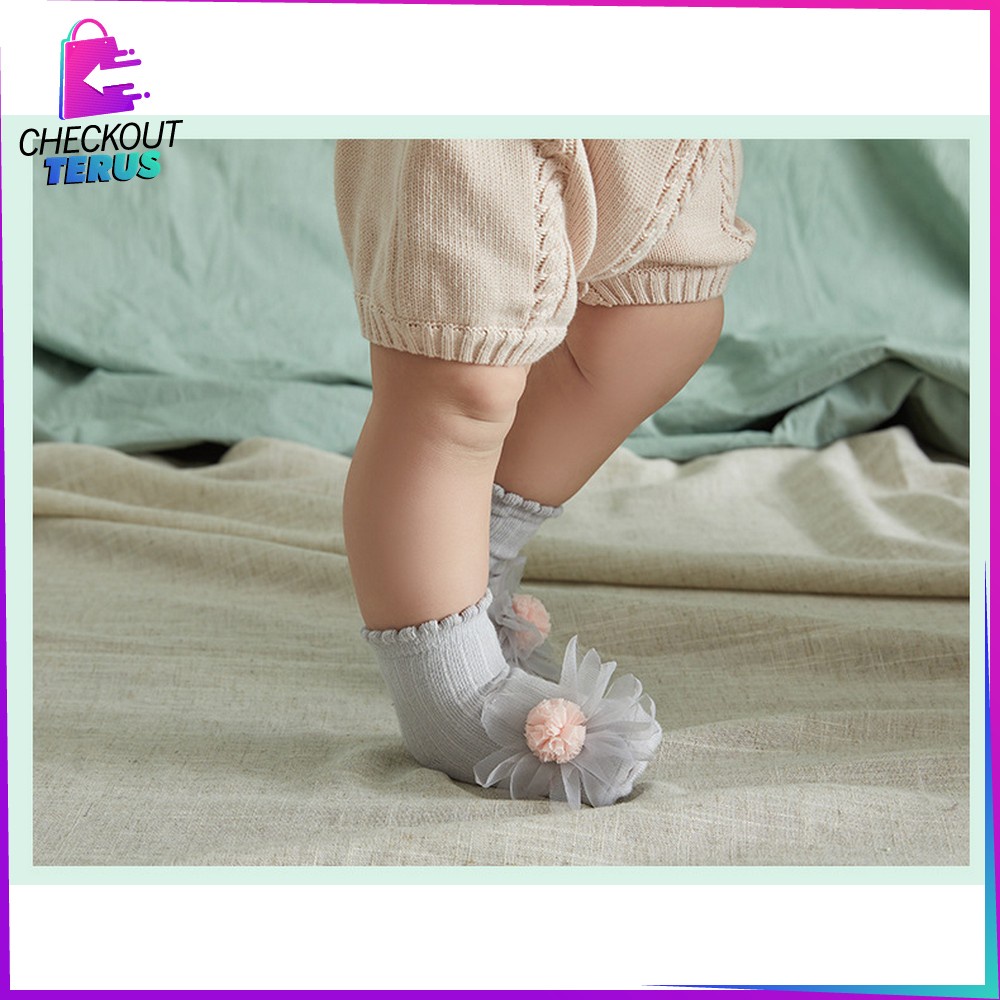 CT P218 Kaos Kaki Anak Bayi Perempuan Antislip Motif Bunga Kaus Kaki Baby Aksesoris Anak Fashion Baby