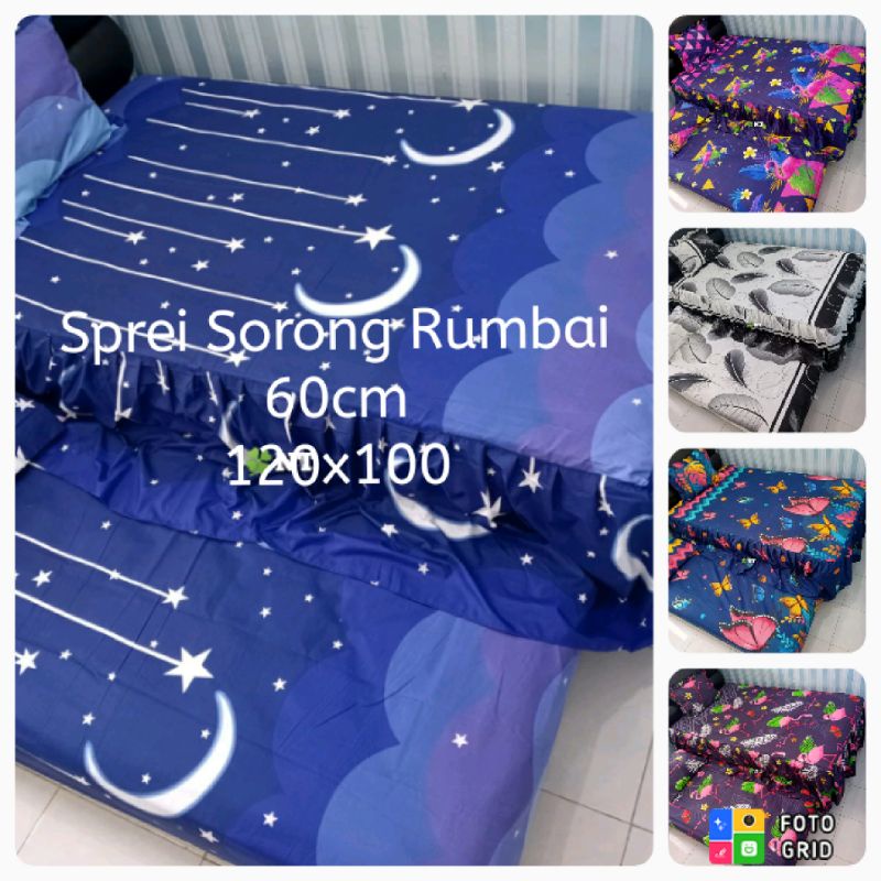 120x200 Sprei Sorong Rumbai Tinggi Rumbai 60cm
