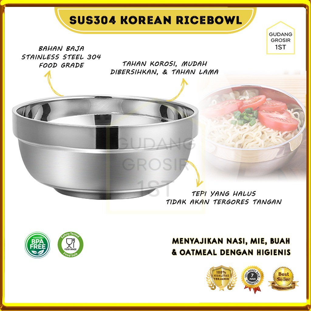 Sus 304 Rice Bowl/mangkuk Stainless