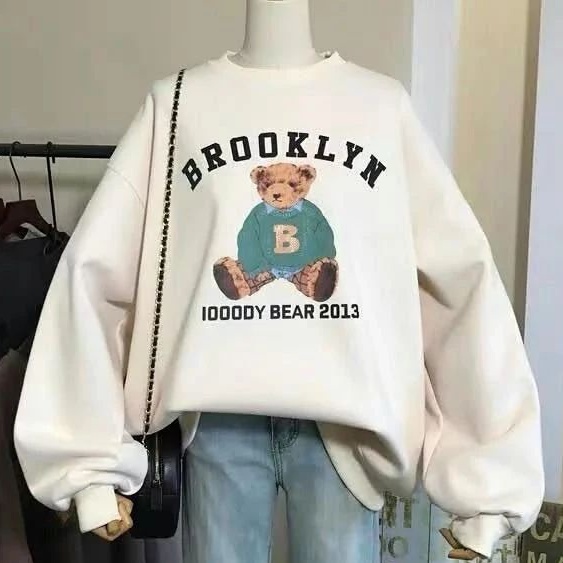 Brooklyn BEAR Crewneck Wanita Sweater Oversize Sweatshirt Basic