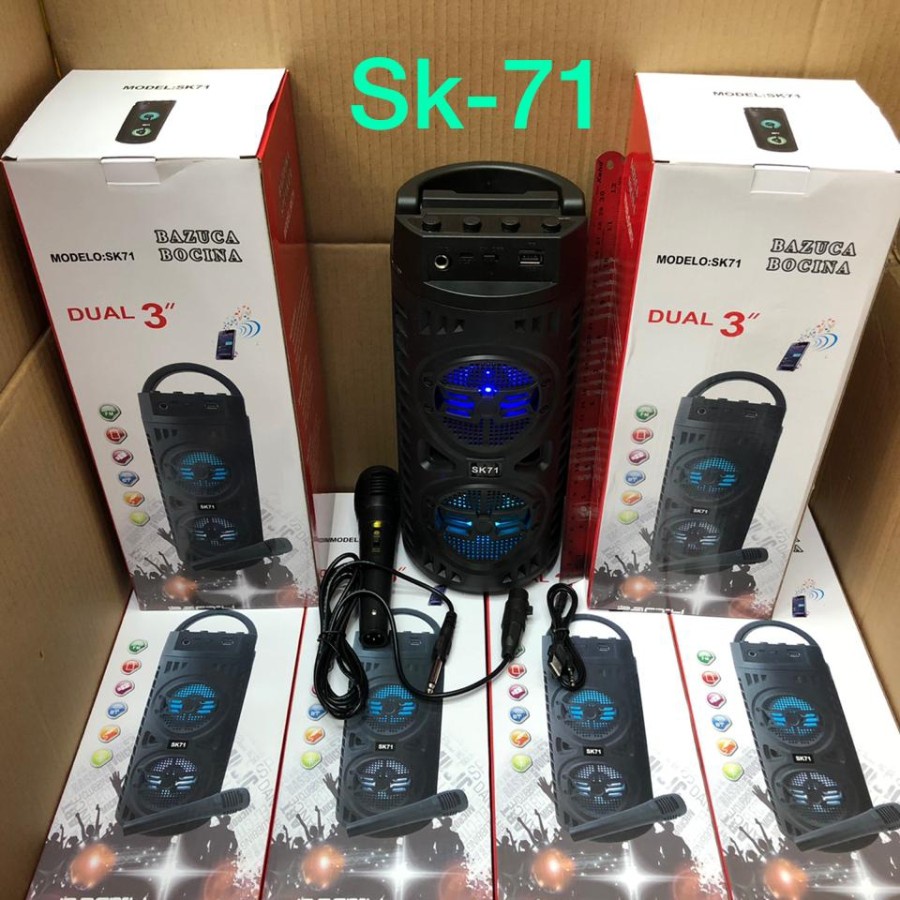 Termurah SPEAKER BLUETOOTH WIRELESS KAROKE SK71 SPEAKER MIC BASS LED