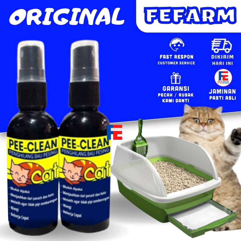 Penghilang Bau Pesing Pipis BAB Kelinci Kucing Anjing Pewangi Kandang 60 ML FEFARM