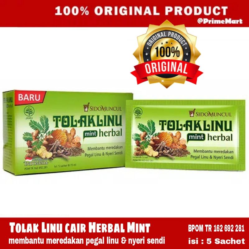 

Jamu Cair Pegal Linu Tolak Linu Herbal Mint Per Box Isi 5 Sachet 15 ml