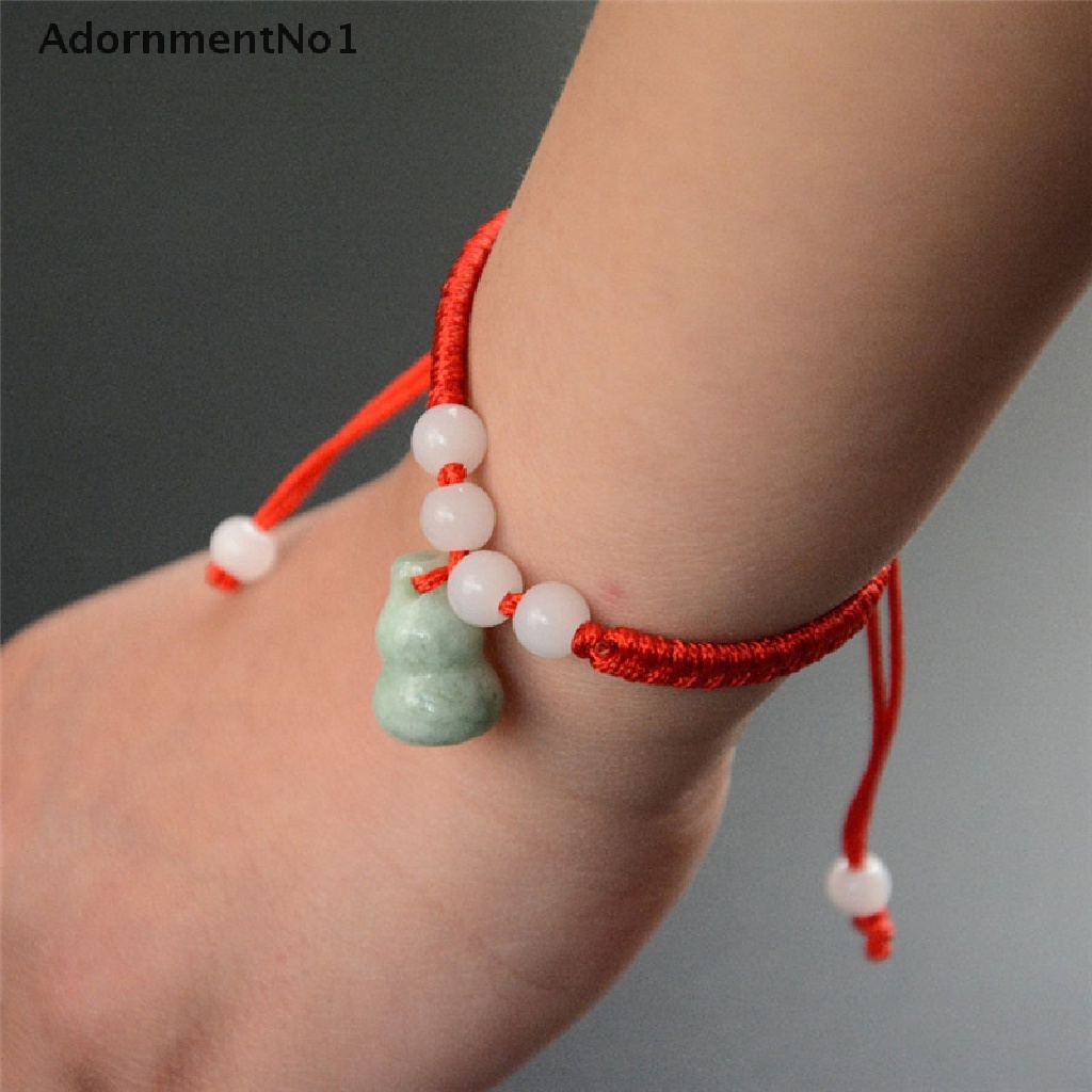 [AdornmentNo1] 1PC Jade Beads Red String Rope Bracelet Good Luck Lucky Success Moral Amulet Hot [new]