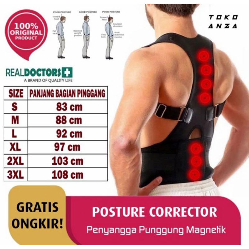 Korser Pria Korset Penyangga Punggung Penegak Badan Bungkuk Alat Penyanga Badan Penahan Tubuh Korsetpria korslet Punggungg Korse Corset atasan Pria Koslet Chorset Korsed Magnet magnetik maghneti Model Rompi Alat Penopang Tubuh