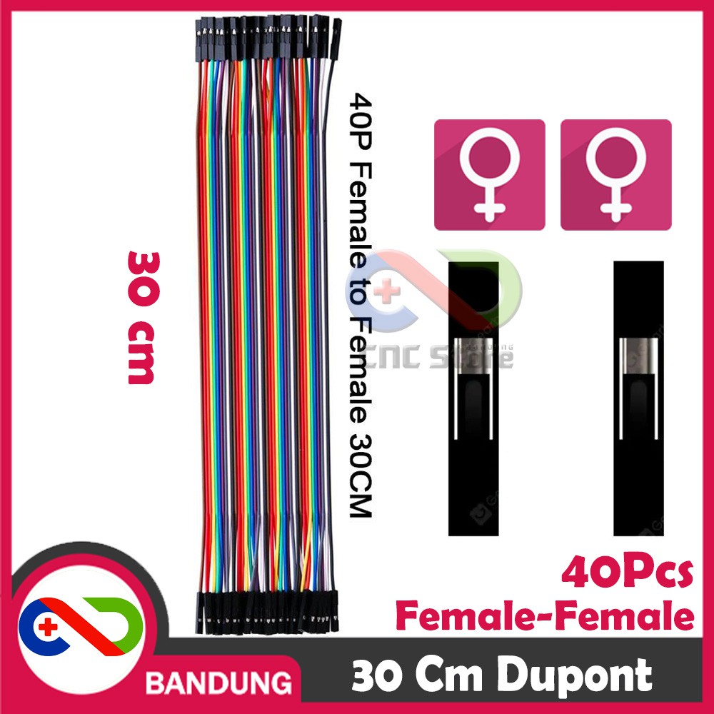 40PCS JUMPER CABLE KABEL 30CM FEMALE TO FEMALE DUPONT