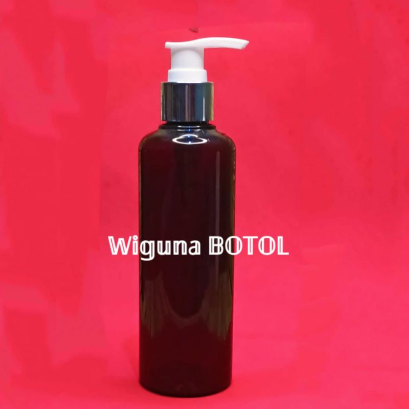 Botol 250 ML amber Pump almunium silver / Botol pump 250ml amber