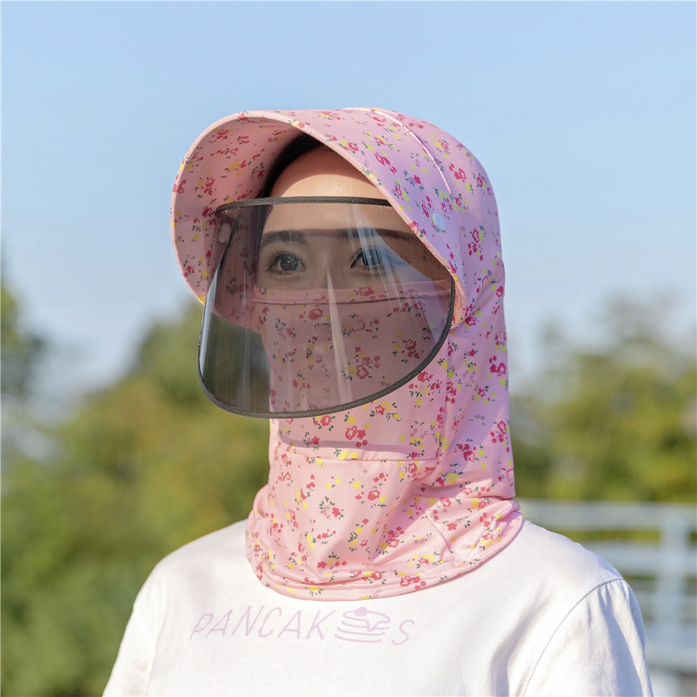 Topi Matahari Wanita Dengan Masker Wajah Lensa anti ultraviolet Untuk Bersepeda