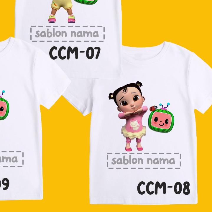 ♣ Cocomelon - Kaos Anak Baju Cocomelon Baju Couble Keluarga Sablon Nama Ulang Tahun Anak ➸