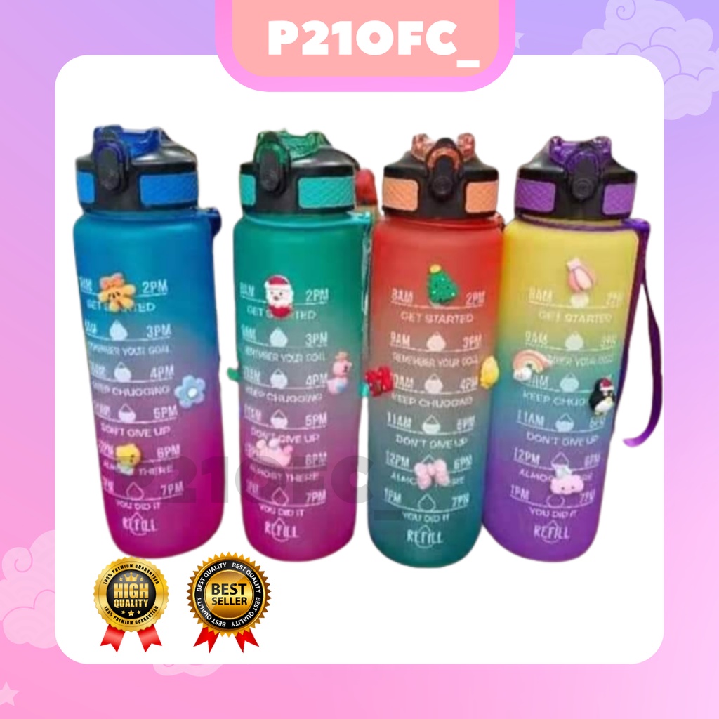 BOTOL 1LITER VIRAL / GRADASI / BOTOL PELANGI PENANDA WAKTU