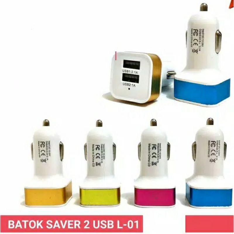 Batok Charger car Saver 2 usb high quality