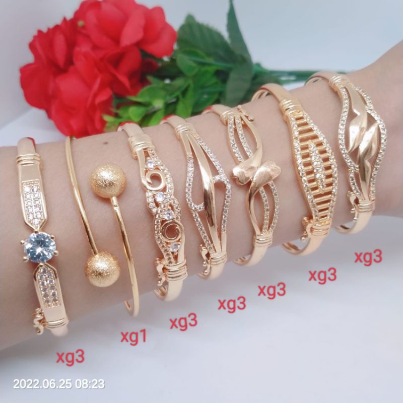 Gelang Tangan Bangle Wanita Titanium Xuping Perhiasan Aksesoris Fashion Lapis Emas Anti Karat