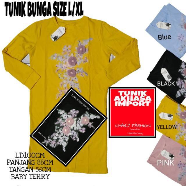 ATASAN PESTA PARTY NIKAHAN WISUDA KULIAH QWE/ TUNIK KAOS FLOWERS IMPORT SIZE L