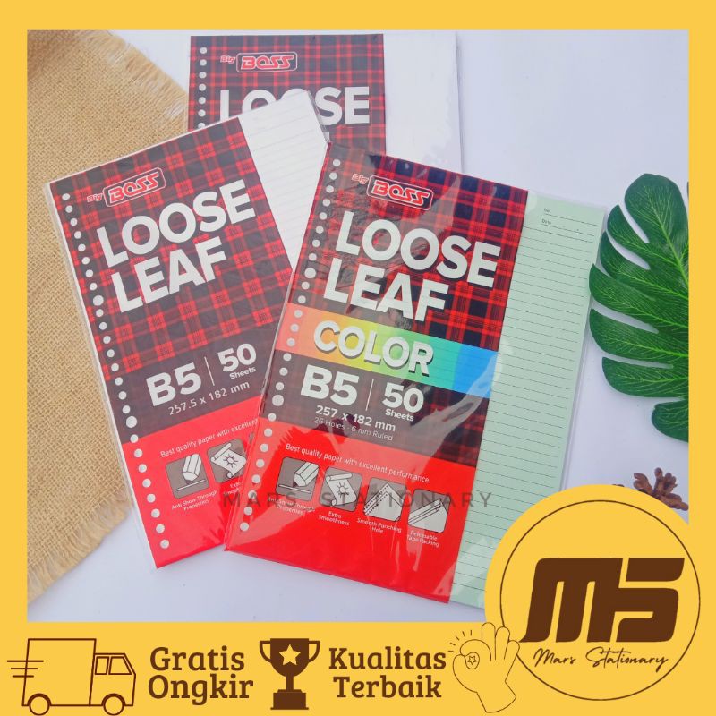 

Loose Leaf Bigboss B5 Line Color Plain 50 Sheets | Isi Kertas File Binder Garis Warna Polos Bigboss