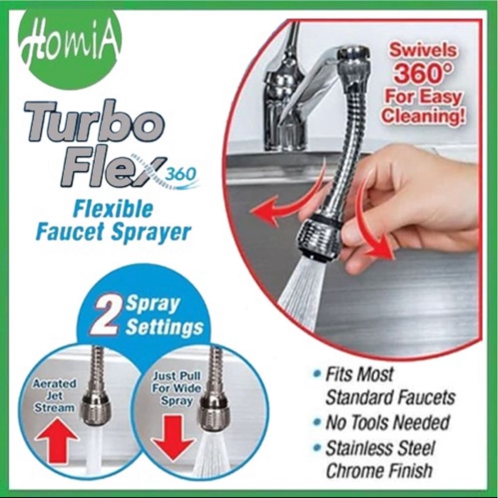 [UNIK88] Turbo Flex Faucet 360 Derajat Sambungan Kran Air Flexible 2 Mode Spray YT051