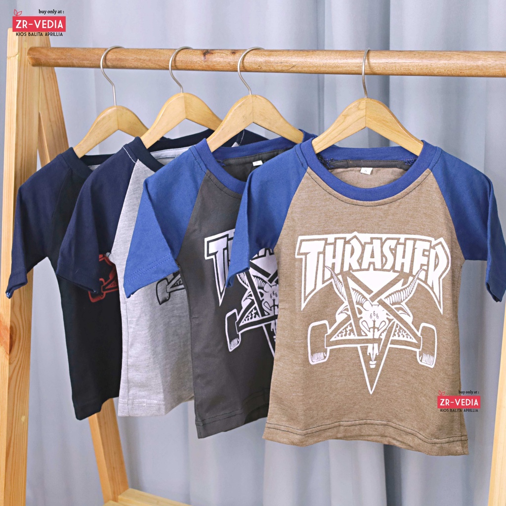 Kaos Reglan Distro Size 6-12 Bulan  / Baju Branded Anak Laki Lengan Pendek Cowok Import Polos Murah