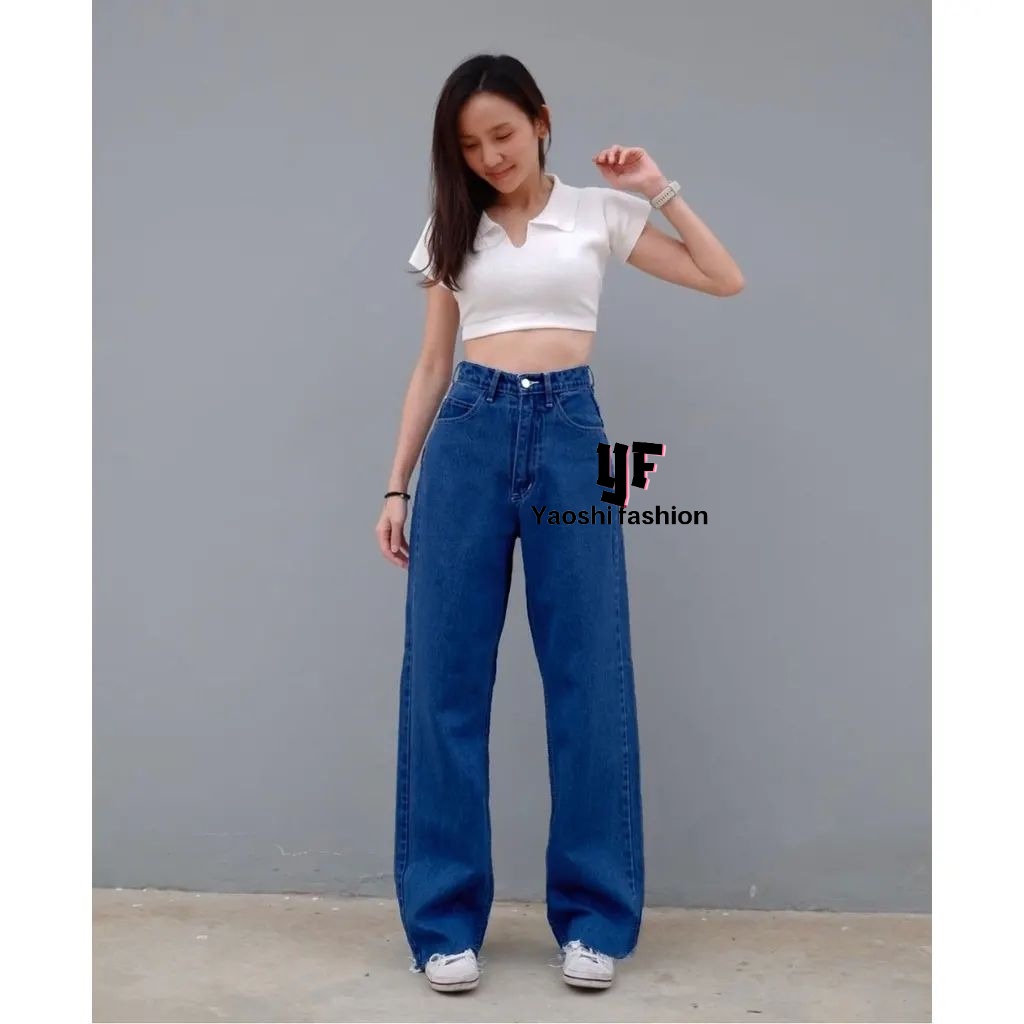 YAOSHI- CELANA PANJANG Pinggang Tinggi LOOSE JEANS WANITA - BOYFRIEND HIGHWAIST LOOSE JEANS GAYA KOREA