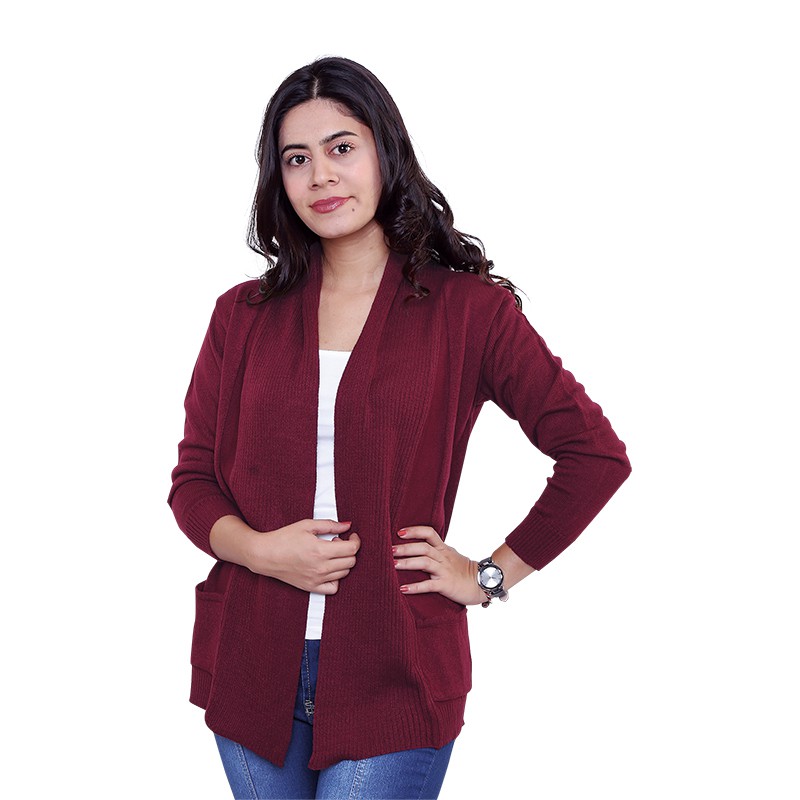  Baju  Rajut  Wanita Zm 097 Catenzo Bahan Knit Warna  Maroon  