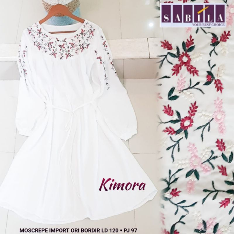 NEW KIMORA TUNIK PUTIH ATASAN WANITA BORDIR CANTIK JUMBO LD 120CM