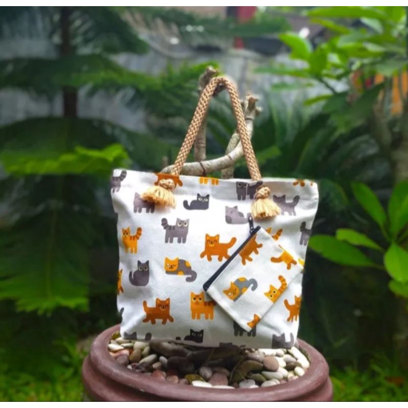 tote bag kanvas tali sumbu/tas wanita