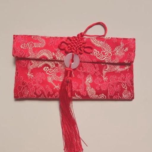 angpao merah dompet amplop imlek kain damask chinese new year samping