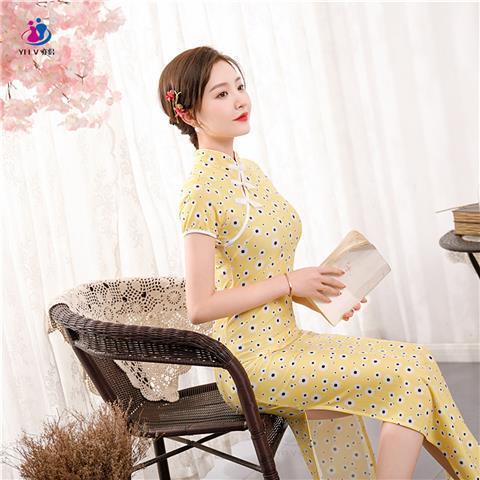 Improved cheongsam 2021 new style young girl long style retro temperament Republic of China Style Ol