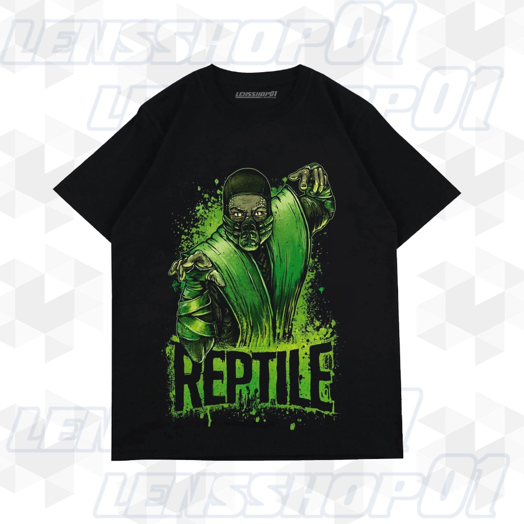 MORTAL KOMBAT REPTILE BLACK VINTAGE TEE BOOTLEG, KAOS MORTAL KOMBAT PREMIUM