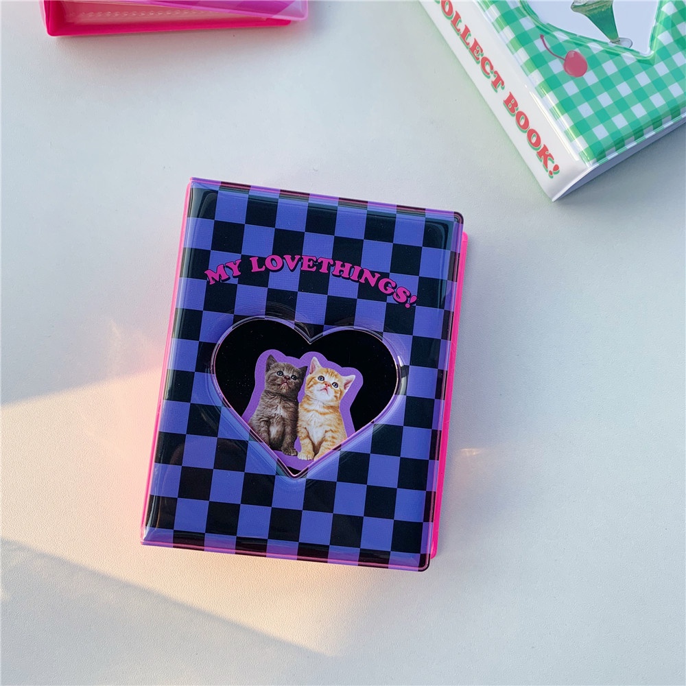 Cat Bear Cherry Chessboard Photo Album Photocard Storage Book Postcards Collect Organizer