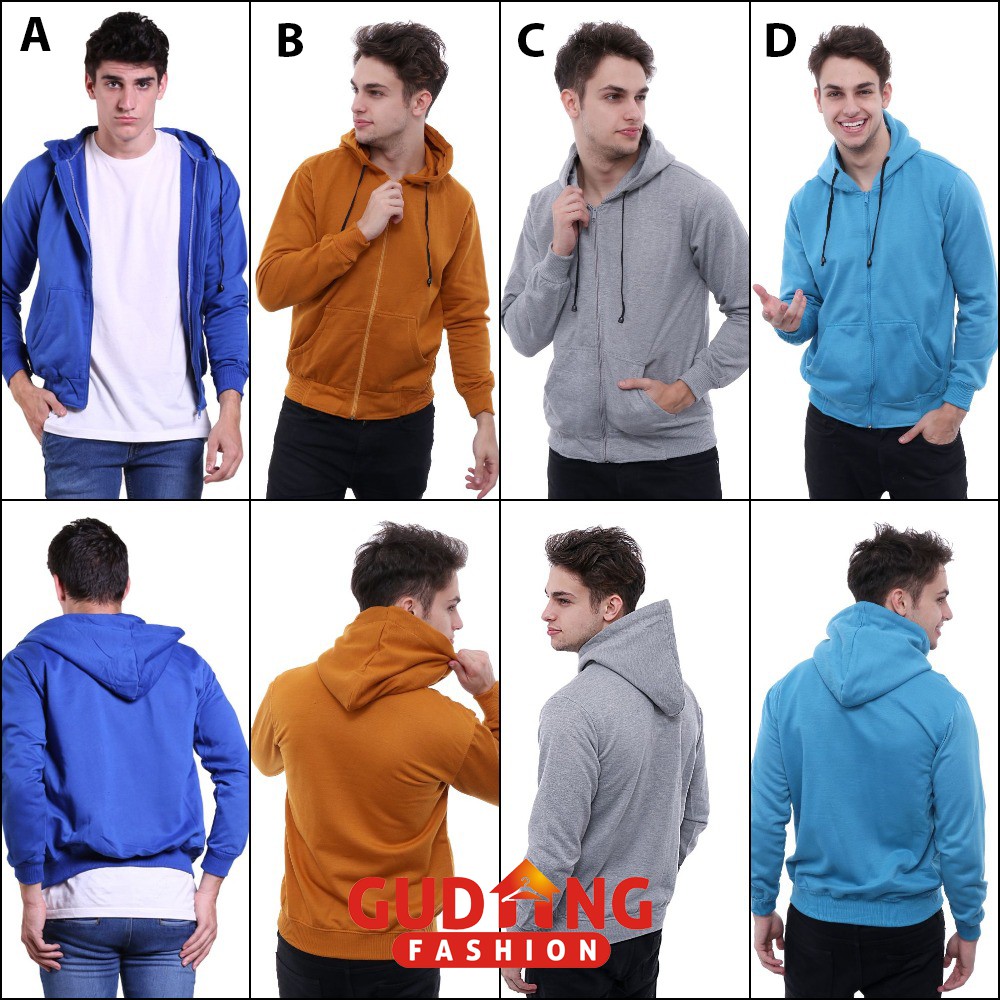 Jaket Polos Pria Fleece Model Topi Banyak Warna– JAK (COMB)