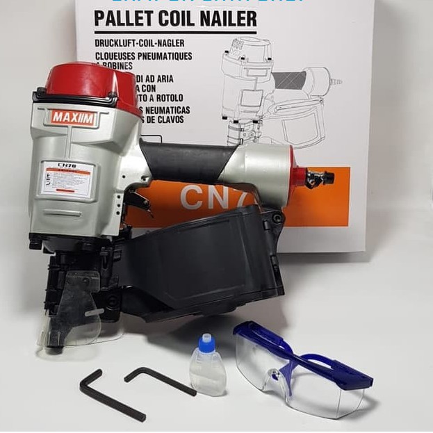 MESIN PAKU TEMBAK PALLET / PALET 7CM MAXIIM CN70 COIL NAILER GUN