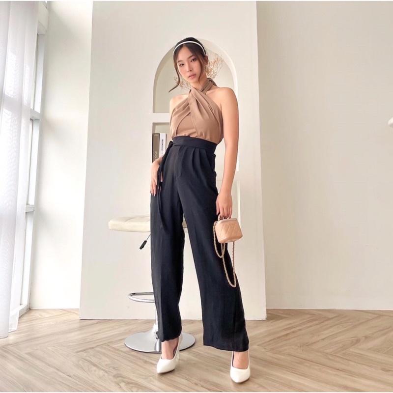 LAZA TIE RIBBON CULLOTES KOREA LONG PANTS / CELANA KULOT WANITA PREMIUM / CELANA KERJA PANJANG FORMAL LILAC , SAGE GREEN WANITA - HADIAH ATAU KADO ULTAH CEWEK