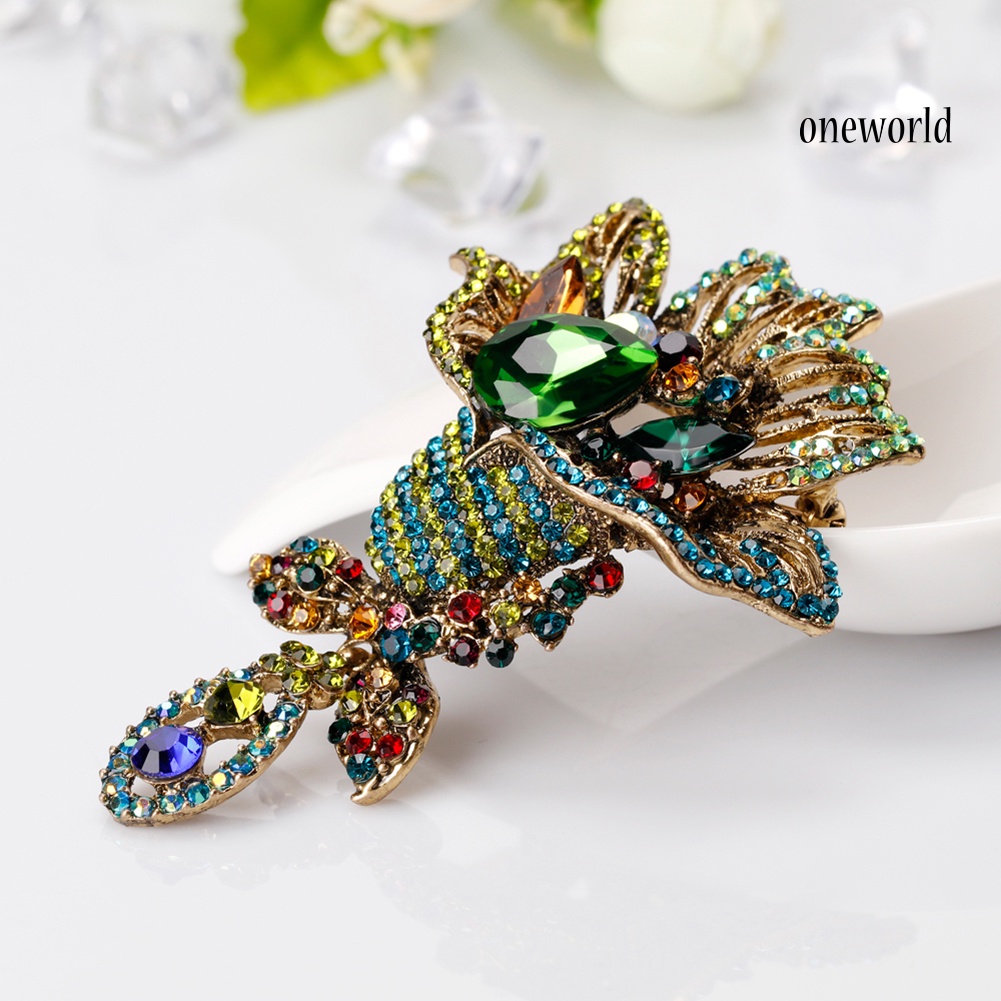 OW@ Fashion Multicolor Rhinestone Flower Brooch Pin Lady Dress Scarf Bag Accessory