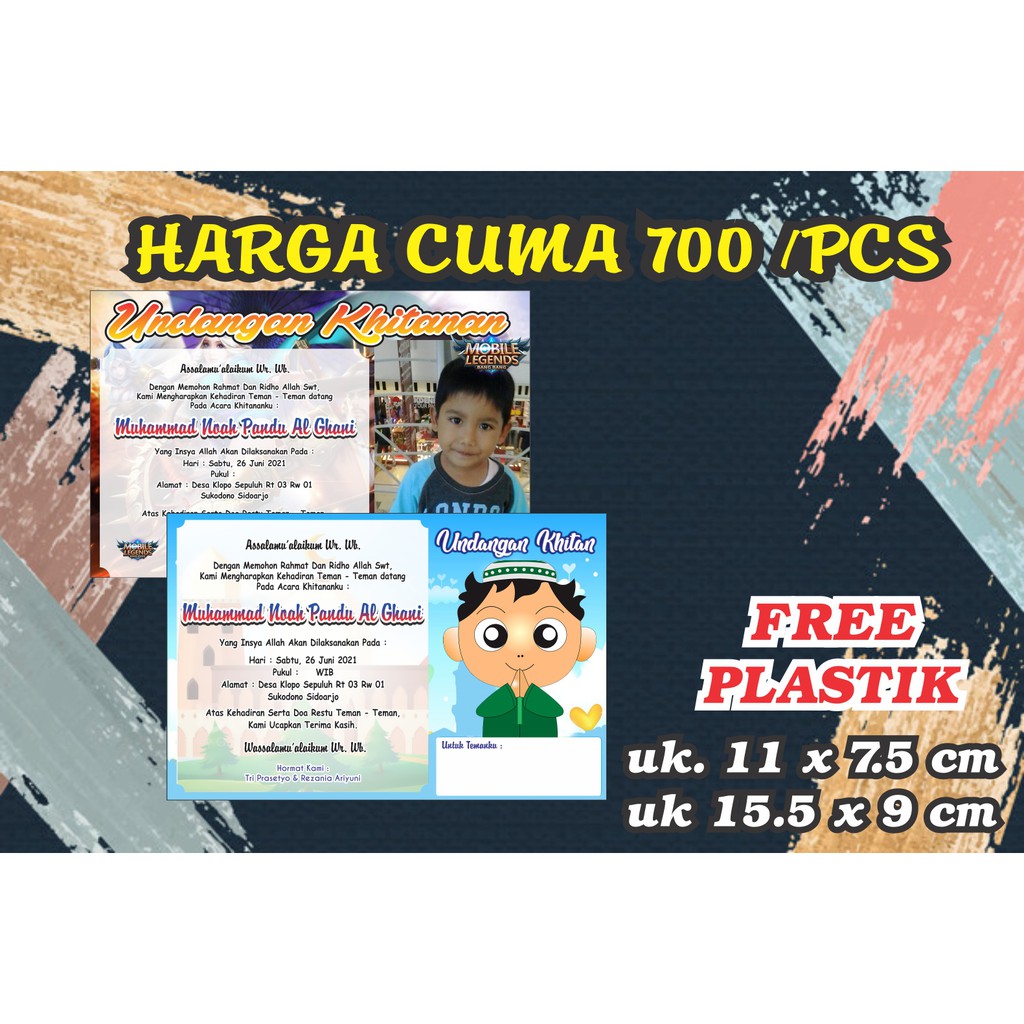Undangan Khitan anak Murah Bisa Custom DesaIn. Free Pakai Foto / Undangan Unik / Undangan Murah