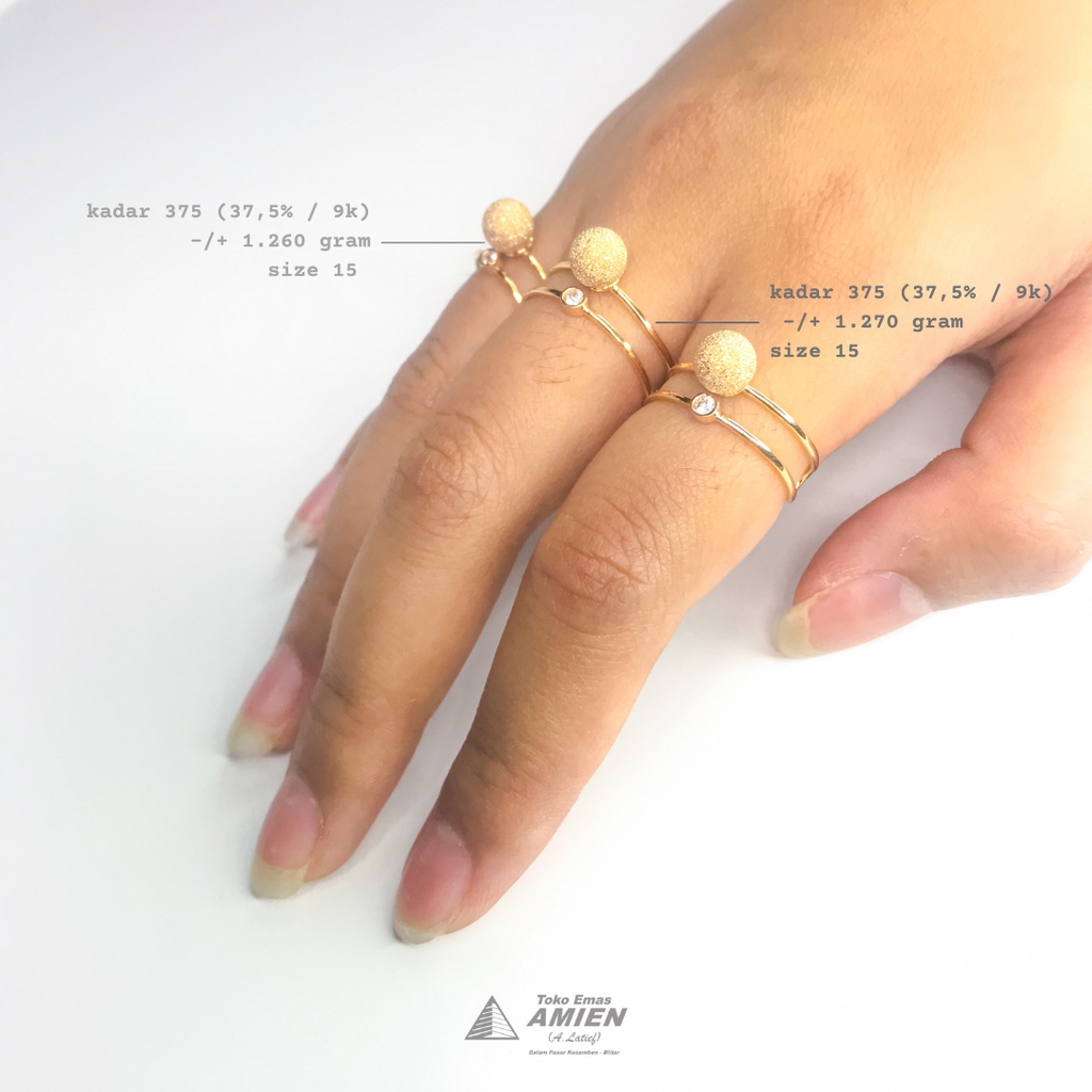 Toko Emas Amien Cincin Emas UBS Kadar 375 (37,5% / 9K) 1.310 Gram - Cincin Permata Bola Dior Pasir