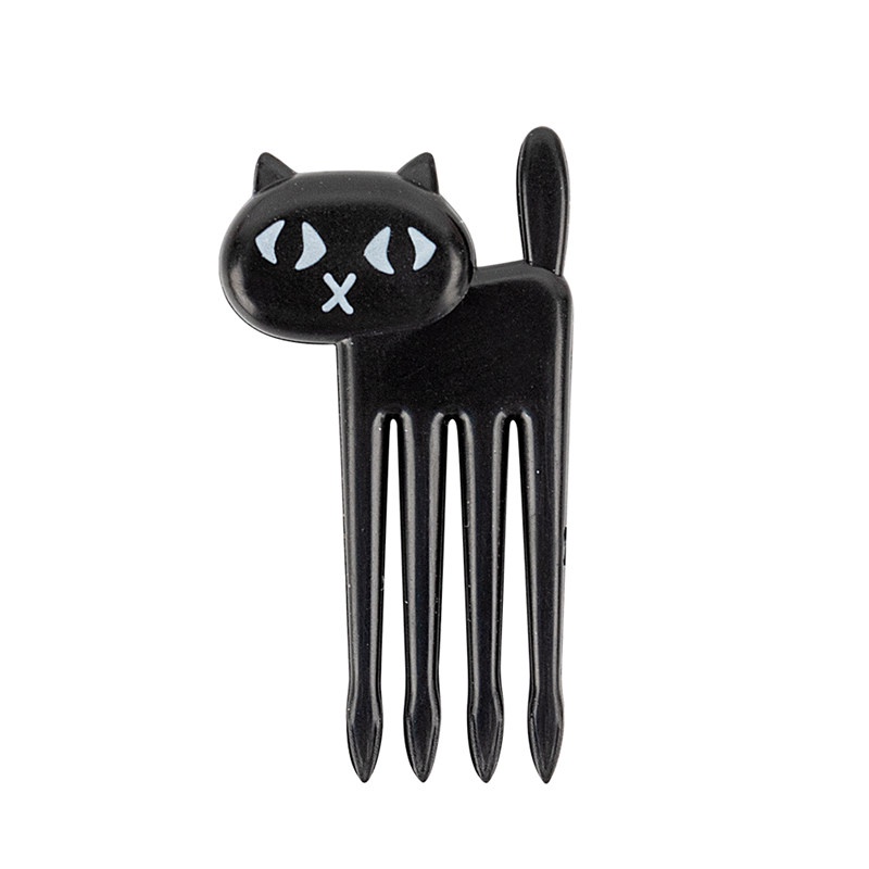 TK 6pcs/pack Cute Animal Fruit Fork Kids Snack Dessert Cartoon Forks Toothpick Lunch Decoration Black Cat Pattern