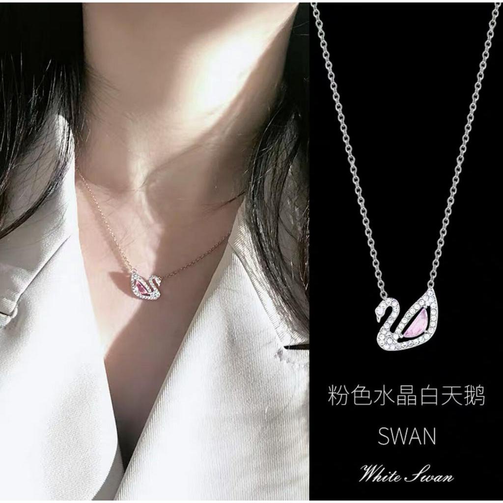 Liontin Angsa Kecil Korea Baja Titanium 18K Rose Gold Ladies Necklace