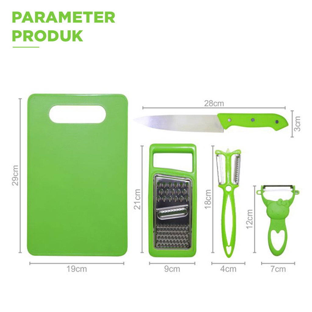 COD Set Talenan Dapur Lengkap Dengan Pisau Dan Peeler 5in1 20x30cm Pisau Tajam Murah (J2-1)