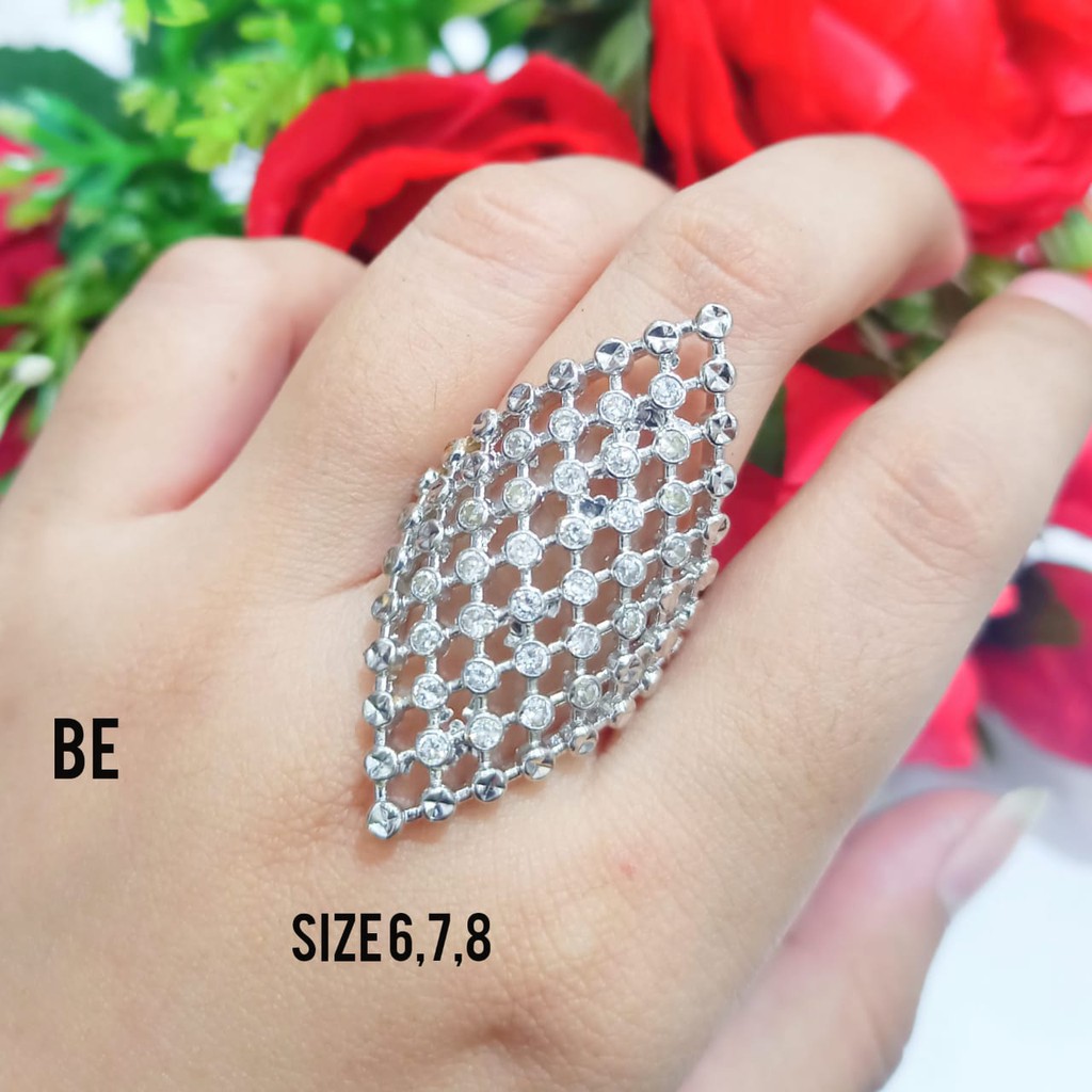 Cincin Dubai Dewasa Permata Full Mata Fashion Wanita Silver limited edition (COD)