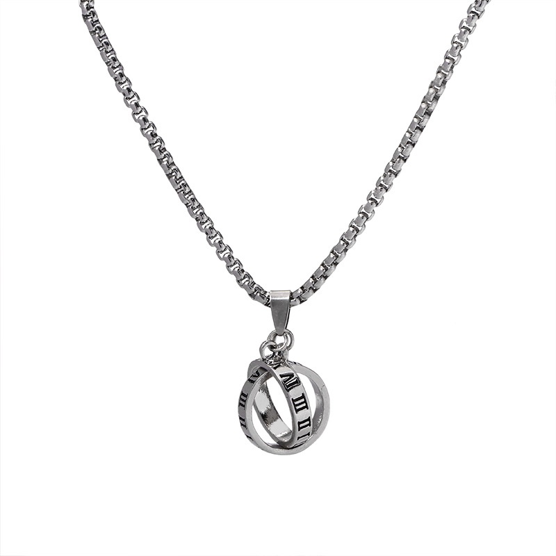 Retro Roman digital ring titanium baja liontin kalung pria dan wanita 2020 Baru In hip hop sweater p