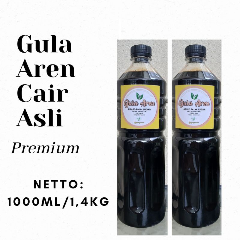 

Gula Aren Cair Premium Kemasan 1 Liter( 1000ml) , Netto 1,4kg , Asli Gula Aren tanpa Campuran