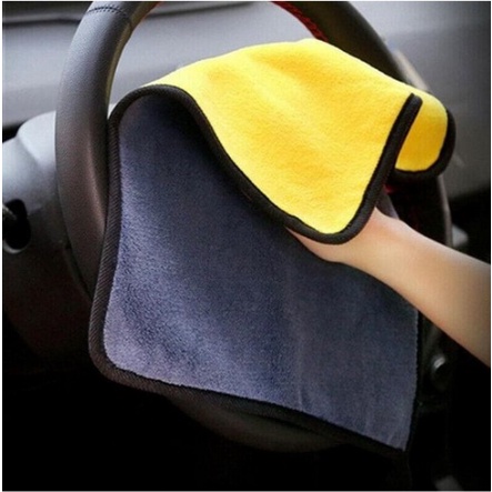 KAIN LAP DETAILING MICROFIBER 30 X 30 Premium Halus Cuci Mobil Motor Premium baru KUNING ABU