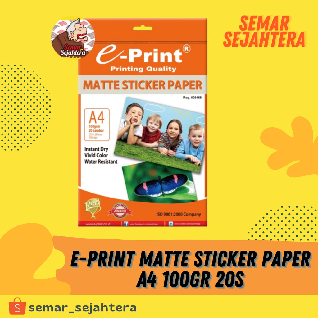 

[PAK] E-PRINT MATTE STICKER PAPER EP A4 100GR KERTAS STIKER KERTAS FOTO KERTAS DOFF*