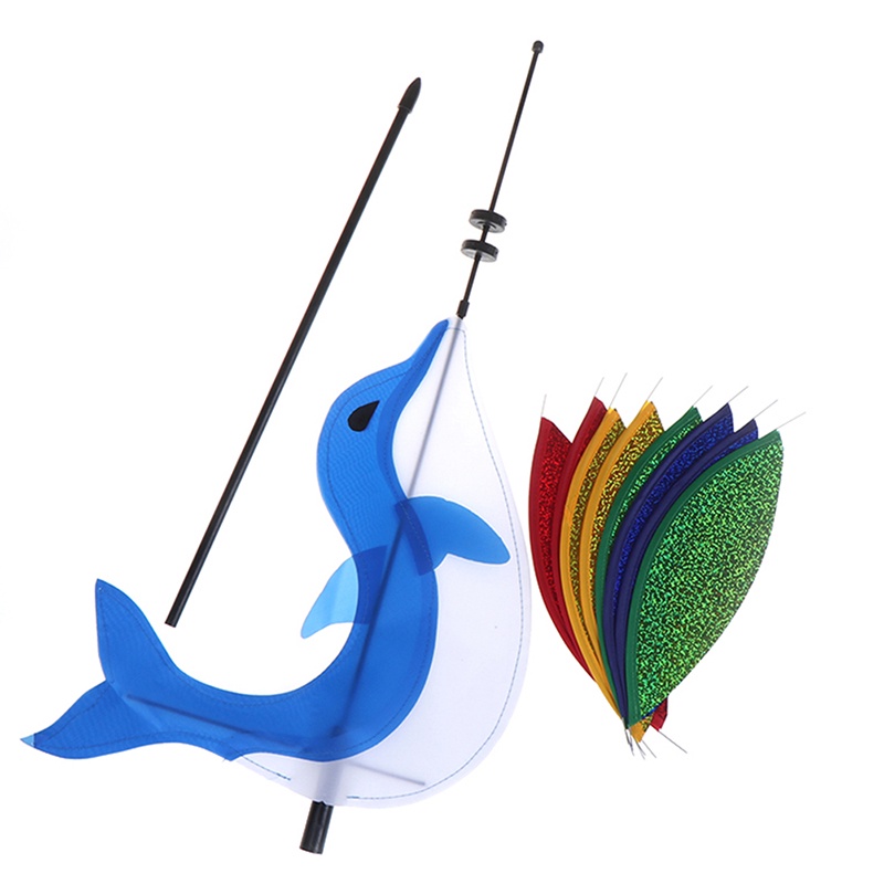 【beautifulhome12.id】Cute Cartoon Dolphin Rainbow Wind Spinner Colorful Windmill Kids Outdoor Toys