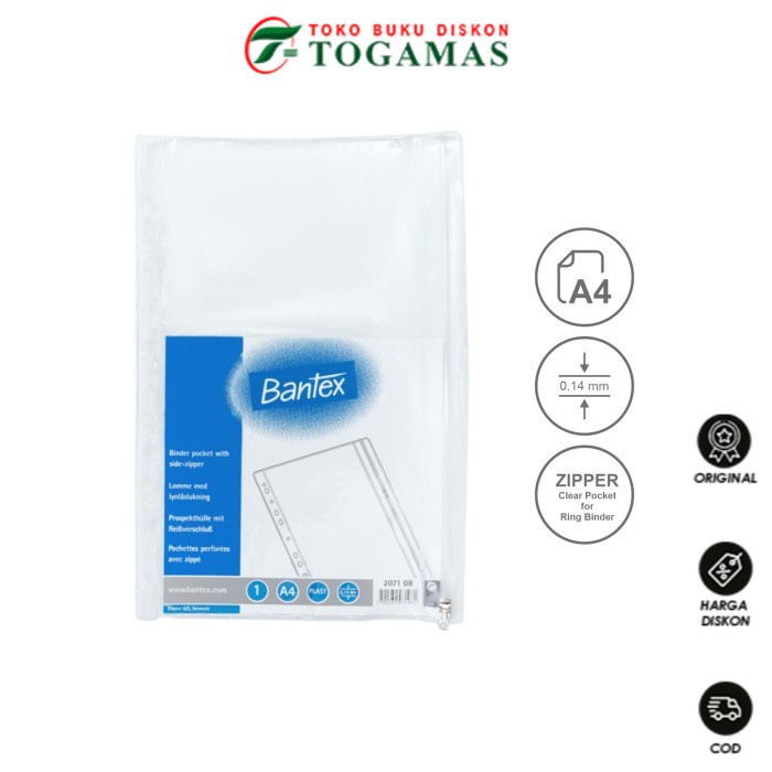 

READY STOCK !! POCKET ZIPPER BINDER 2071 08 A4 PP BANTEX