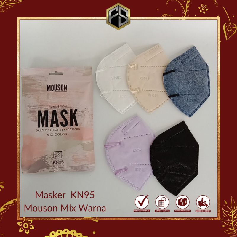 Masker Mouson  KN95 5Ply Earloop Mix Color NEW Korea Design Kualitas Premium Medis Aneka Warna Dewas