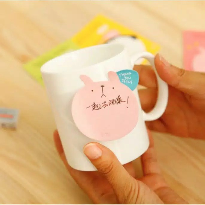Post It Sticky Notes Memo Kecil Karakter / Stiki Note Murah Motif Muka dan Beruang Pink Unik Lucu L3,403 - KSY051-4