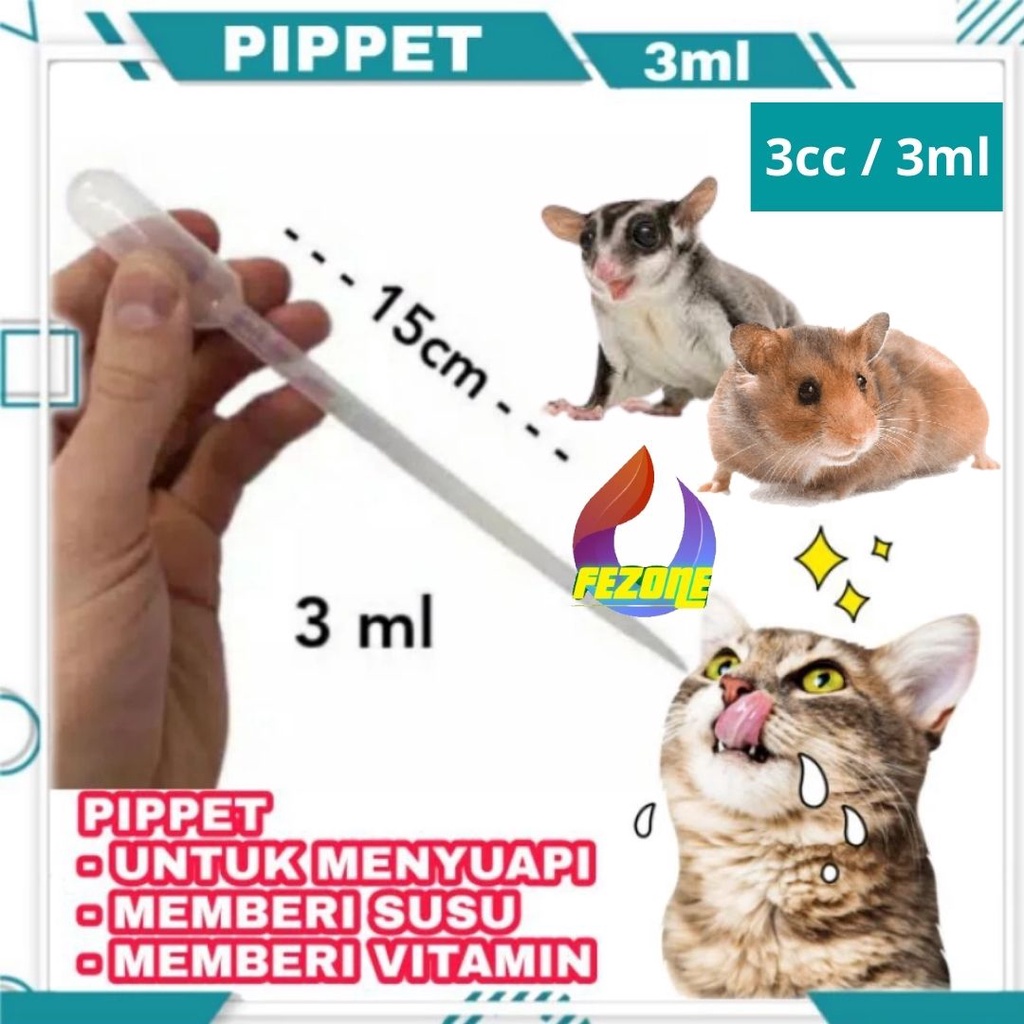 PIPET SPET 3 ML UNTUK OBAT ANJING KUCING SUGAR GLIDER DLL FEZONE