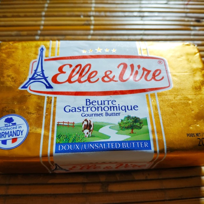 

butter-mentega- unsalted butter elle & vire (mentega tawar) 200gr - exp des 21 -mentega-butter.