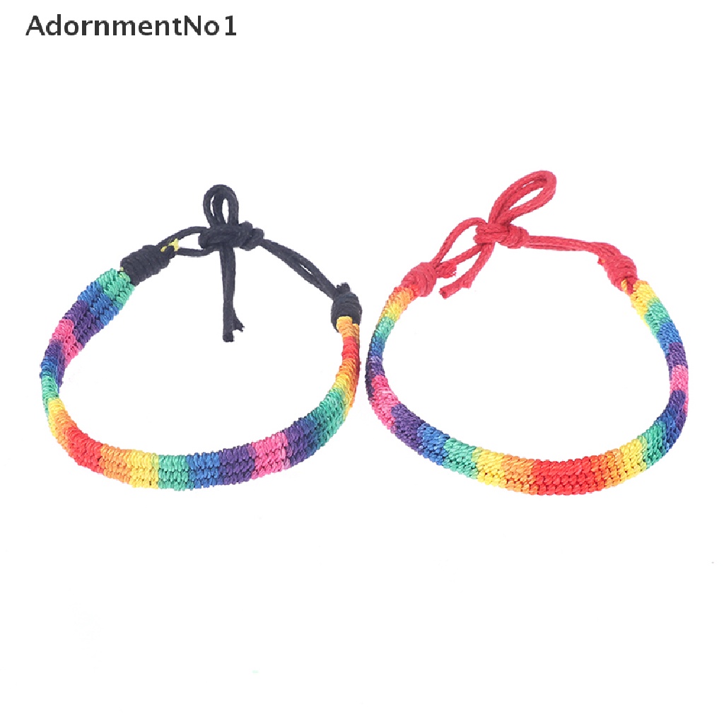 (AdornmentNo1) Lgbt Gelang Tali Anyam Handmade Warna Pelangi Untuk Pasangan / Pria / Wanita